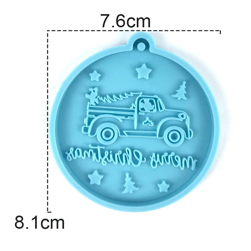 Christmas Round Shaped Pandents Silicone Mold DIY Handmade Plaster UV Epoxy Resin Keychain Molds Christmas Tree Decor Supplies