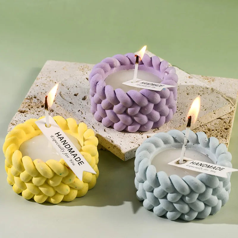 DIY Hemp Rope Candle Cup Silicone Mold Gypsum Aromatherapy Candle Holder Desktop Decoration Ornament Resin Mold Home Handicrafts