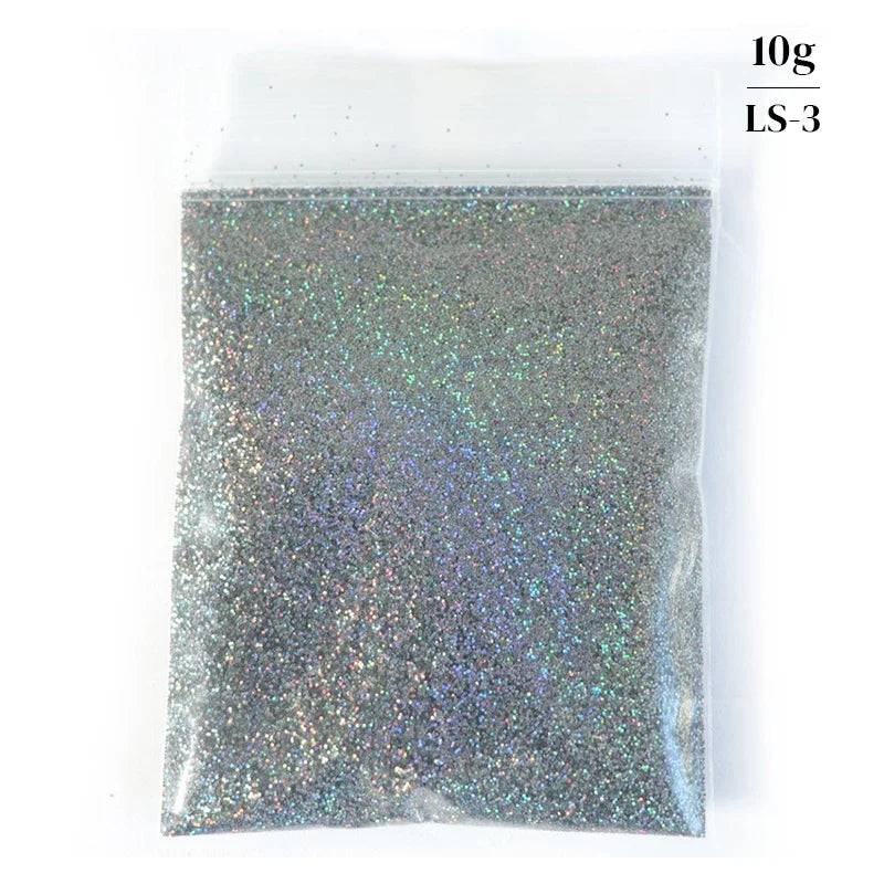 10g Holographic Glitter For Epoxy Resin Filling Laser Gold Silver Fine Powder Loose Sequins Silicone Mold Tumbler Art DIY Crafts