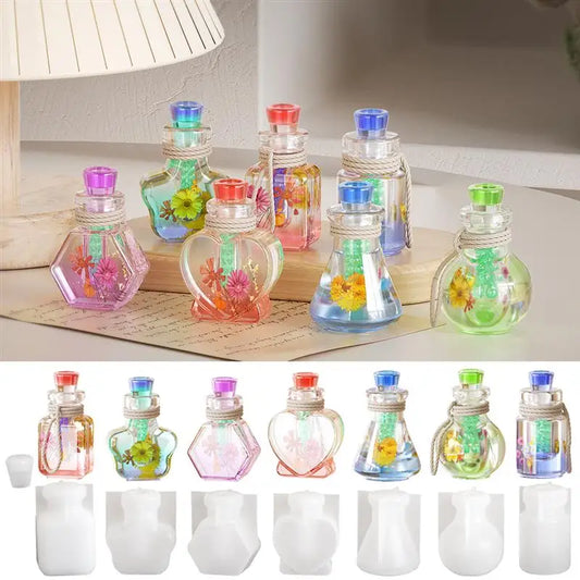 DIY Crystal Epoxy Drifting Bottle Silicone Mold Small Night Lights Bottles Aromatherapy Quicksand Bottles Mold Foe Resin Making