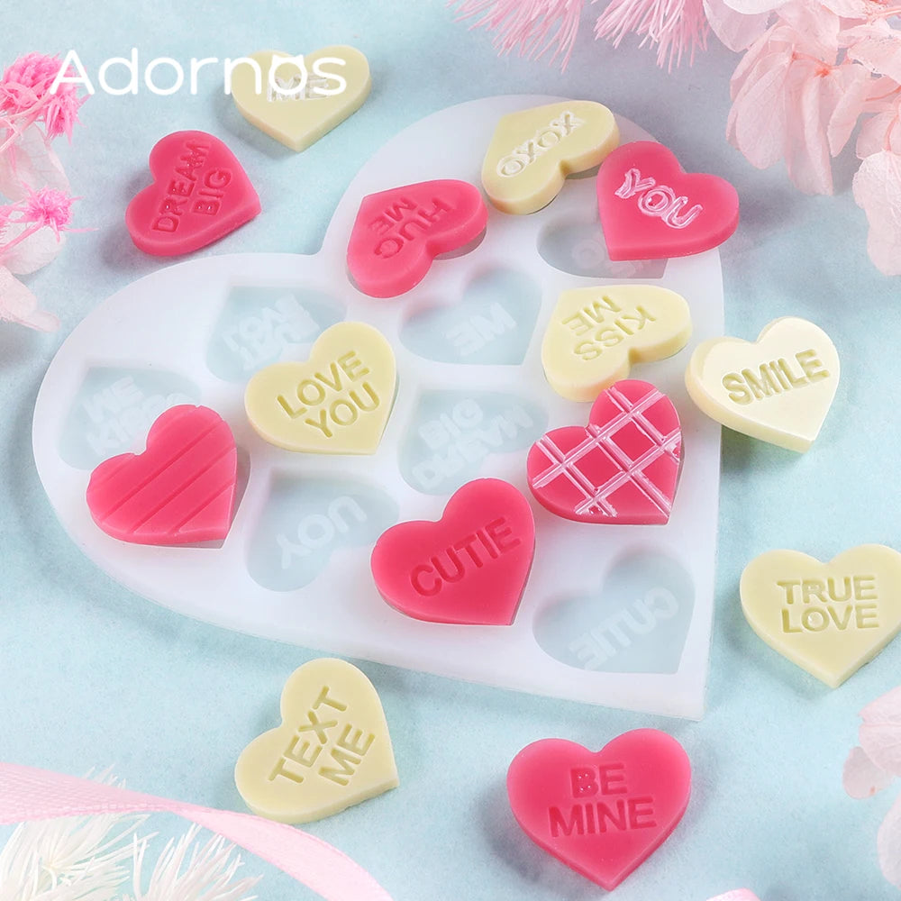 1pc Love Heart Letter Silicone Resin Molds For Earring Necklace Bracelet Keychain DIY Couple Valentine's Day Gift Casting Molds