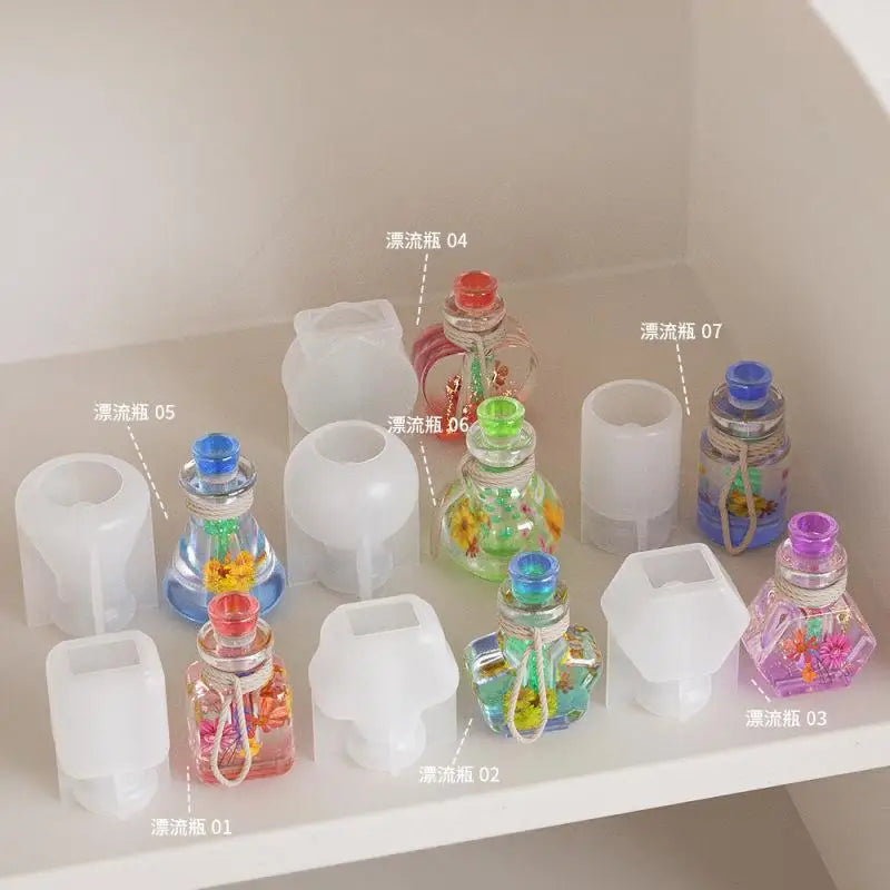 DIY Crystal Epoxy Drifting Bottle Silicone Mold Small Night Lights Bottles Aromatherapy Quicksand Bottles Mold Foe Resin Making