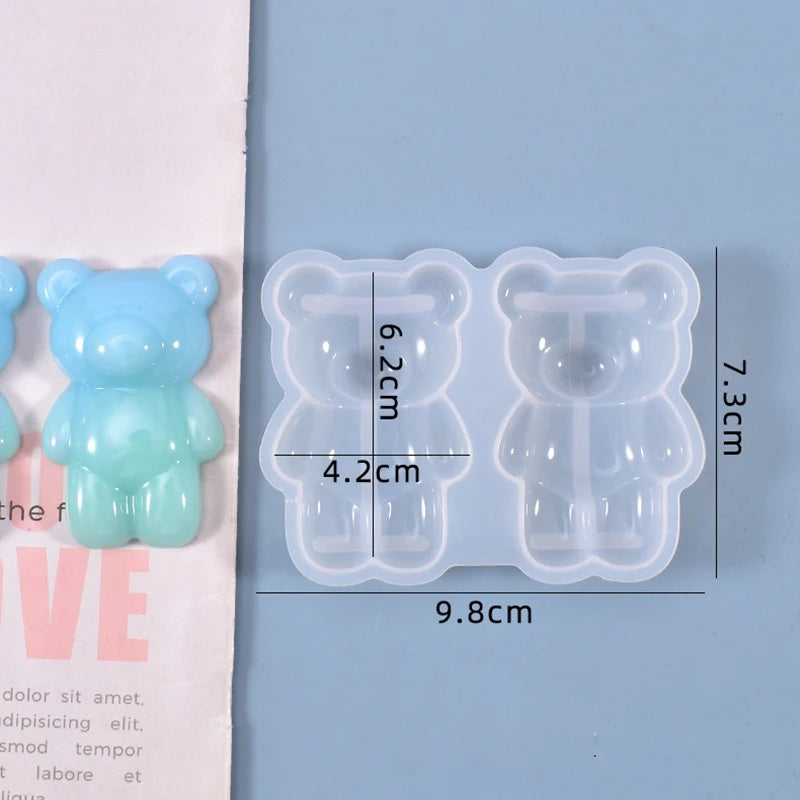 Crystal Bear Resin Silicone Molds Small Bears Charm Epoxy Mould For Earring Pendant Brooch Keychain Jewelry Making Supplies