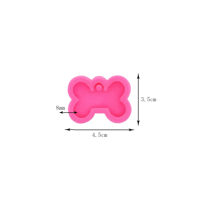 Dog Tag Bone Shaped Kitten Claw Keychain Mold DIY Resin Mold Crystal Epoxy Silicone Mold Pendant Jewelry Making Casting Mould