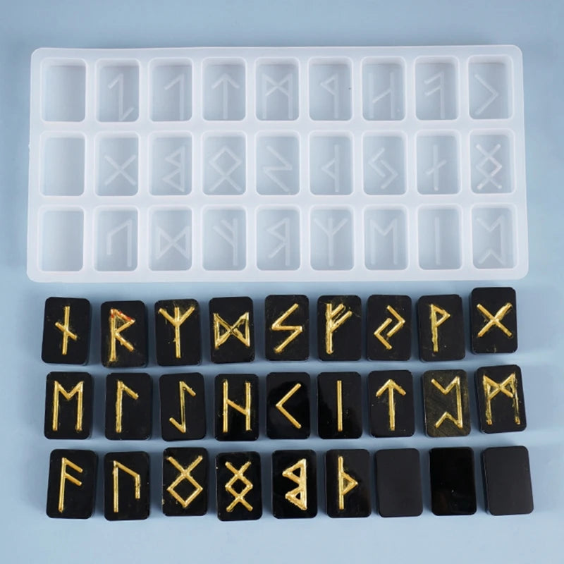 DIY Symbol Rune Silicone Mould Mirror Energy Symbol Runes Letters Mold Handmade Symbol Words Resin Casting Charm Mold