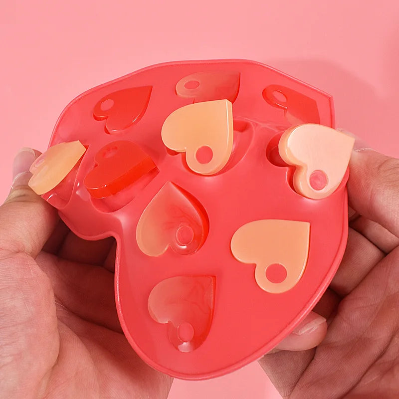 DIY Pendant Crystal Epoxy Resin Mold Heart Shaped Earrings With Holes Love Valentine's Day Chocolate Silicone Mold