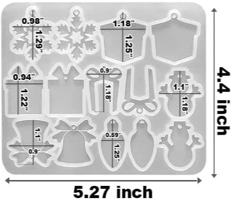 Christmas Earring Mold Resin Silicone Christmas Tree Elk Snowflake Keychain Epoxy Casting Mold for DIY Craft Jewelry Making