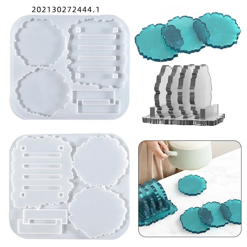 Coaster Silicone Mold Set DIY Crystal Epoxy Resin Mold Storage Kitchen Anti-Scald Heat Insulation Pad Home Desktop Decoration