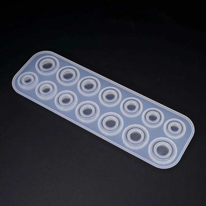 14 Holes Sizes Flat Rings Mold Collection Handmade DIY Making Pendant Ring Jewelry Silicone Mold Crystal Epoxy Mould Epoxy Resin