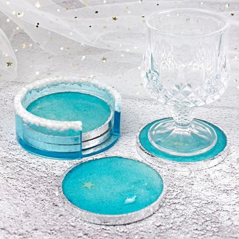 DIY Crystal Epoxy Resin Mold Square Coaster With Coaster Storage Box Silicone Mirror Mold  For Resin