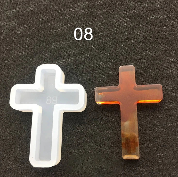 12pcs/set Halloween Cross Pendants Epoxy Resin Mold Silicone Mould for Jewelry Making DIY Crystal Keychain Crafts Casting Tools