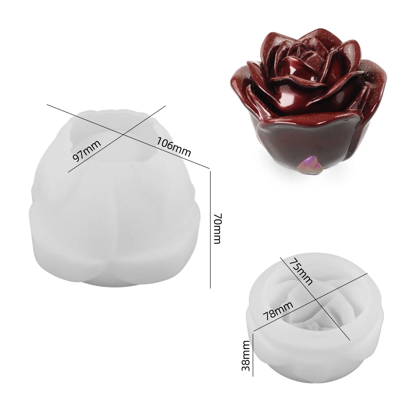 Diy Crystal Drip Epoxy Plaster Cement Rose Mirror Silicone Moulds