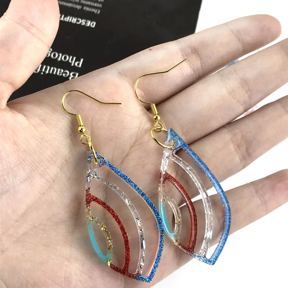 Droplet Shape Earring Pendant Silicone Mold Crystal Epoxy Resin Hollowed Out Earring Molds Creative Jewelry Necklace Pendans