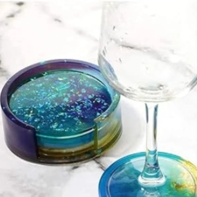 DIY Crystal Epoxy Resin Mold Square Coaster With Coaster Storage Box Silicone Mirror Mold  For Resin