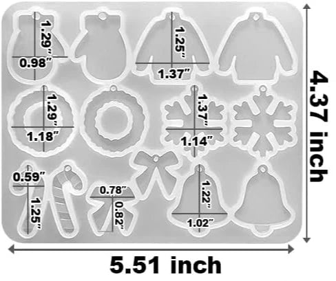 Christmas Earring Mold Resin Silicone Christmas Tree Elk Snowflake Keychain Epoxy Casting Mold for DIY Craft Jewelry Making