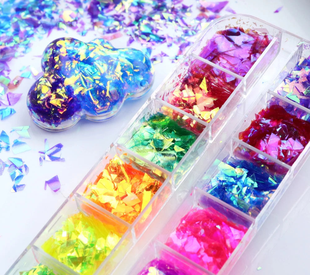 Aurora Iridescent Irregular Glitter Flakes Epoxy Resin Filling Chunky Sequins Large Fragment Resin Mold Filler DIY Crafts Making