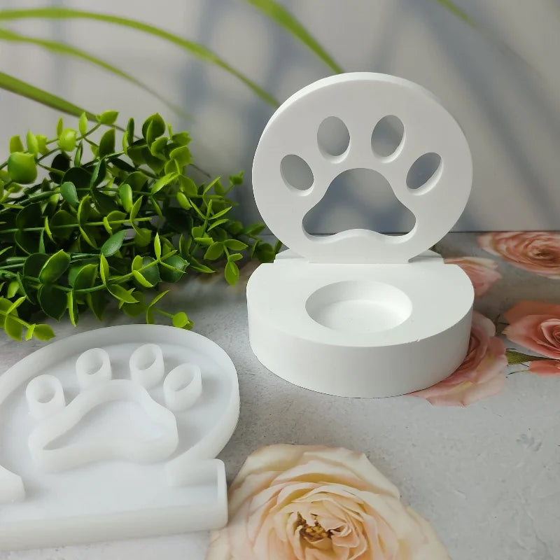 DIY Dog Claw Candle Plug-in Silicone Mold Candlestick Base Gypsum Pendant Epoxy Resin Mold Home Handicraft Decoration Storage