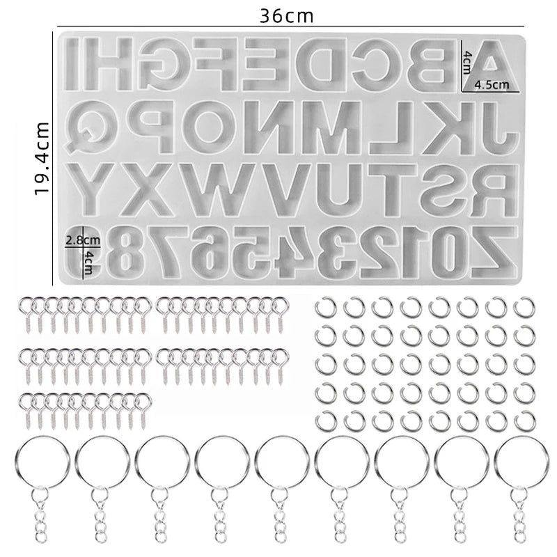 Alphabet Epoxy Resin Silicone Mold DIY Letter Number Pendant Resin Mold Keychain Earring Epoxy Resin Jewelry Crafts Casting Mold