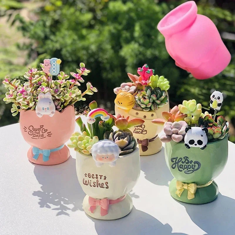 3D Animal Slippers Succulent Plant Flower Pot Resin Silicone Mold Hole Shoes Sandals Storage Box Pen Holder Concrete Gypsum Mold