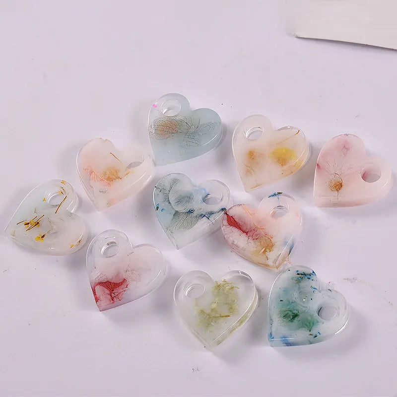 DIY Pendant Crystal Epoxy Resin Mold Heart Shaped Earrings With Holes Love Valentine's Day Chocolate Silicone Mold