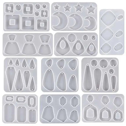 DIY Earring Epoxy Resin Silicone Mold Star Moon Square Droplets Shape Mould For Earring Pendant Epoxy Resin Jewelry Casting Mold