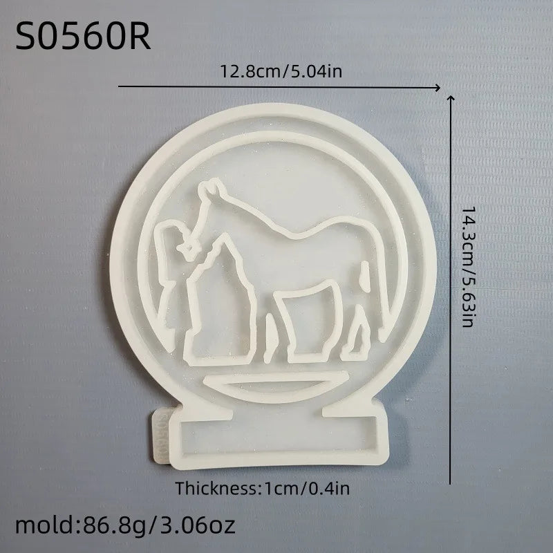 DIY Girl in the Circle Feeding Horse Insert Candle Base Silicone Mold Decoration Gypsum Resin Epoxy Mold Home Decoration Storage