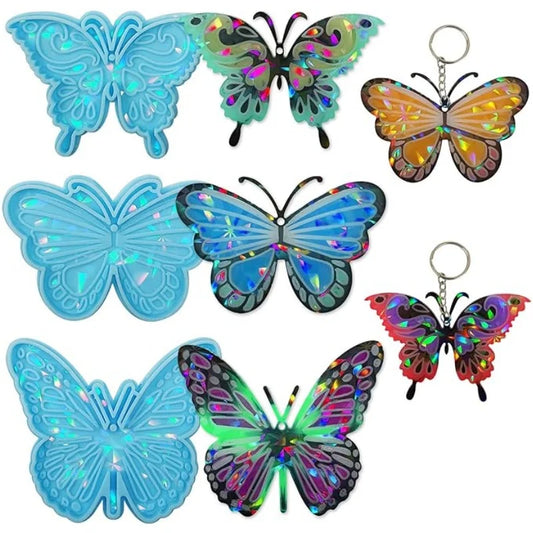 DIY Holographic Laser Butterfly Pendant Silicone Mold DIY Butterfly Keychain Crystal Epoxy Resin Mold