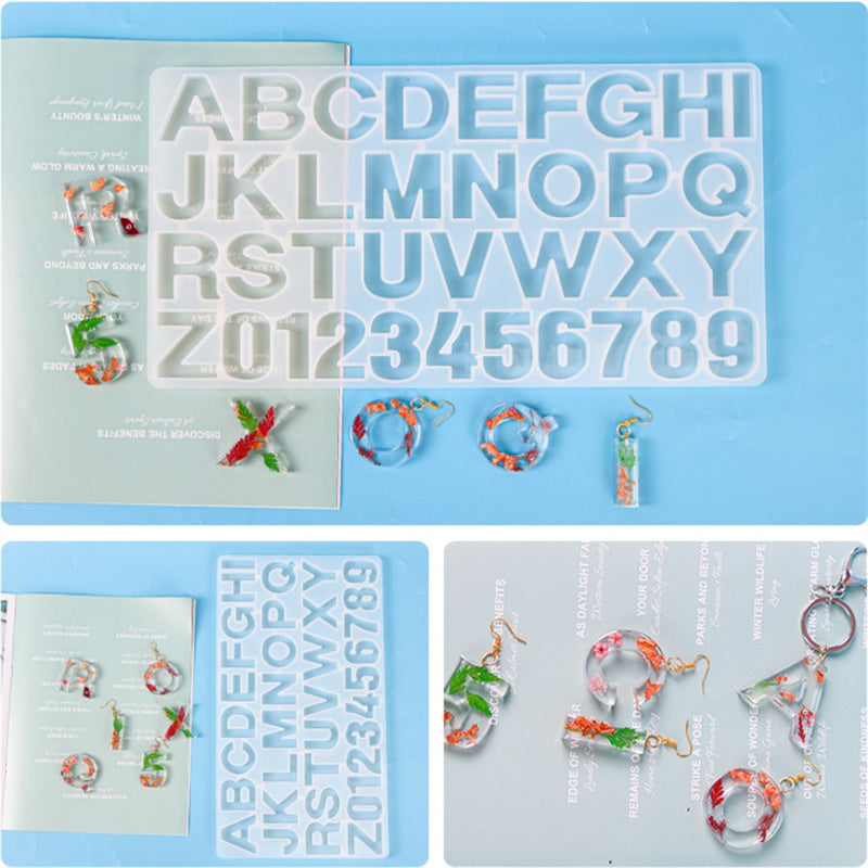 Crystal Epoxy Resin Mold Alphabet Letter Number Pendant Casting Silicone Crafts