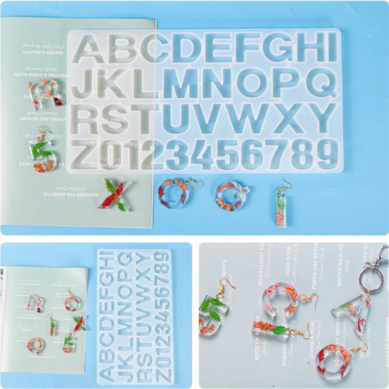 Crystal Epoxy Resin Mold Alphabet Letter Number Pendant Casting Silicone Crafts