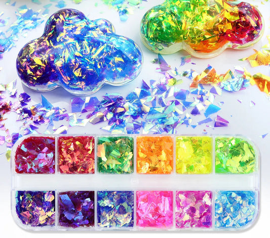 Aurora Iridescent Irregular Glitter Flakes Epoxy Resin Filling Chunky Sequins Large Fragment Resin Mold Filler DIY Crafts Making