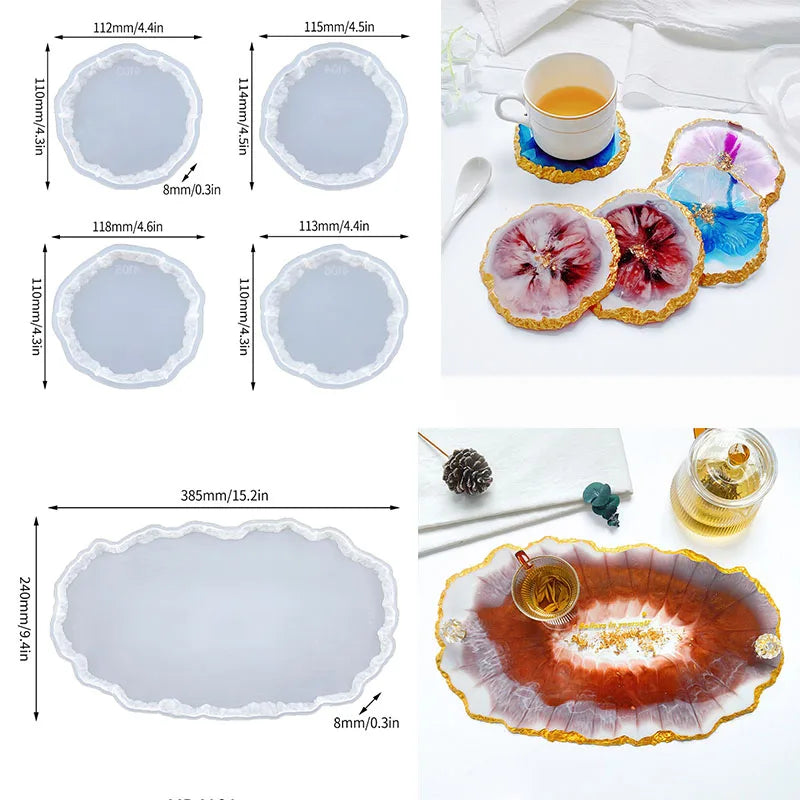 DIY Crystal Silicone Mold Three-layer Fruit Plate Tea Plate Disc Epoxy Resin Molds Cup Pad Mould For Resin Art Home Decoration