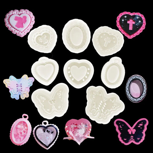 DIY Butterfly Heart Round Shaker Mold Silicone Epoxy Resin Molds Jewelry Tool Accessories