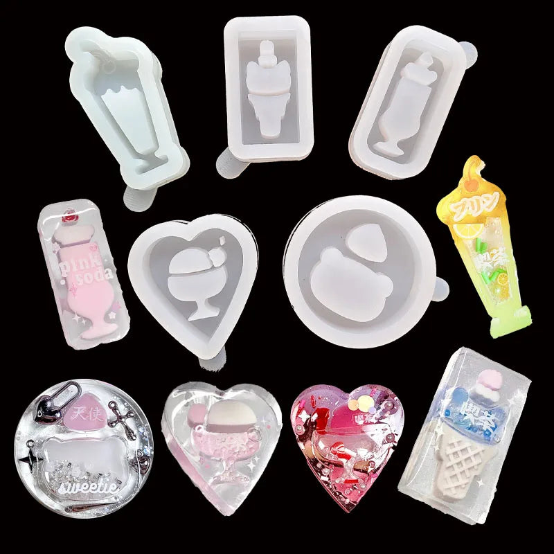 DIY Drink Cup Ice Cream Dessert Shaped Silicone Epoxy Resin Mold Jewelry Mold Jewelry Accessories for Keychain