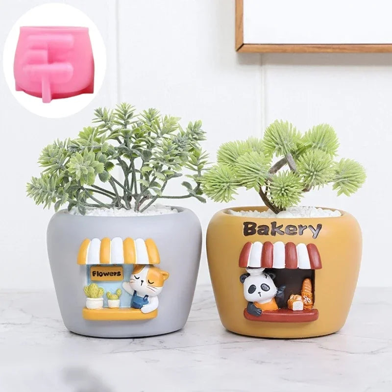 3D Animal Slippers Succulent Plant Flower Pot Resin Silicone Mold Hole Shoes Sandals Storage Box Pen Holder Concrete Gypsum Mold