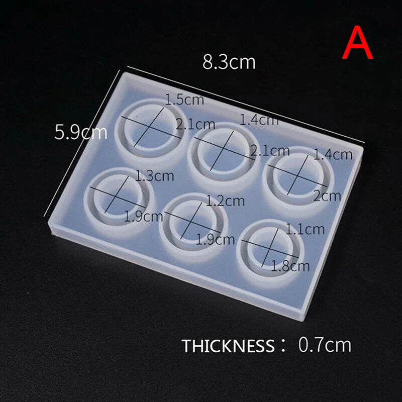 14 Holes Sizes Flat Rings Mold Collection Handmade DIY Making Pendant Ring Jewelry Silicone Mold Crystal Epoxy Mould Epoxy Resin