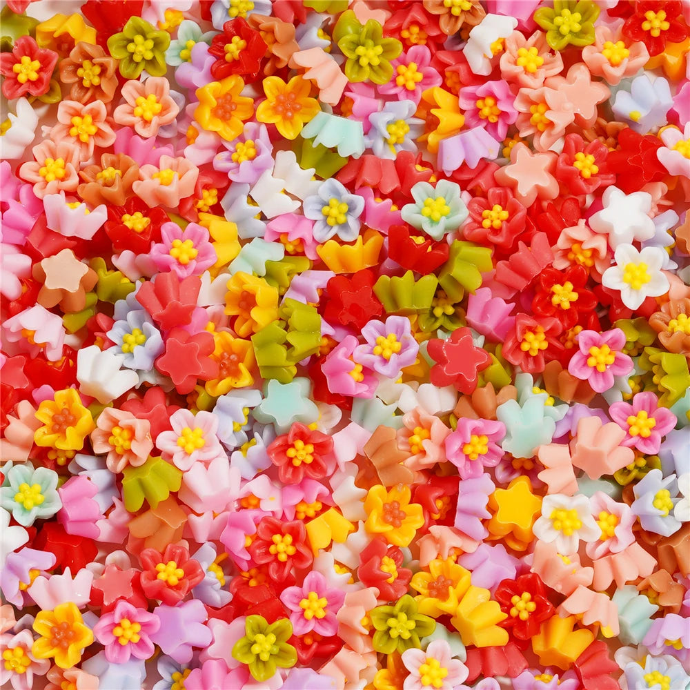 100Pcs/Lot Cute Resin 6/8mm Mixed Flowers Fillings Materials for DIY Epoxy Resin Mold Nail Art Decor Crafts Accessories