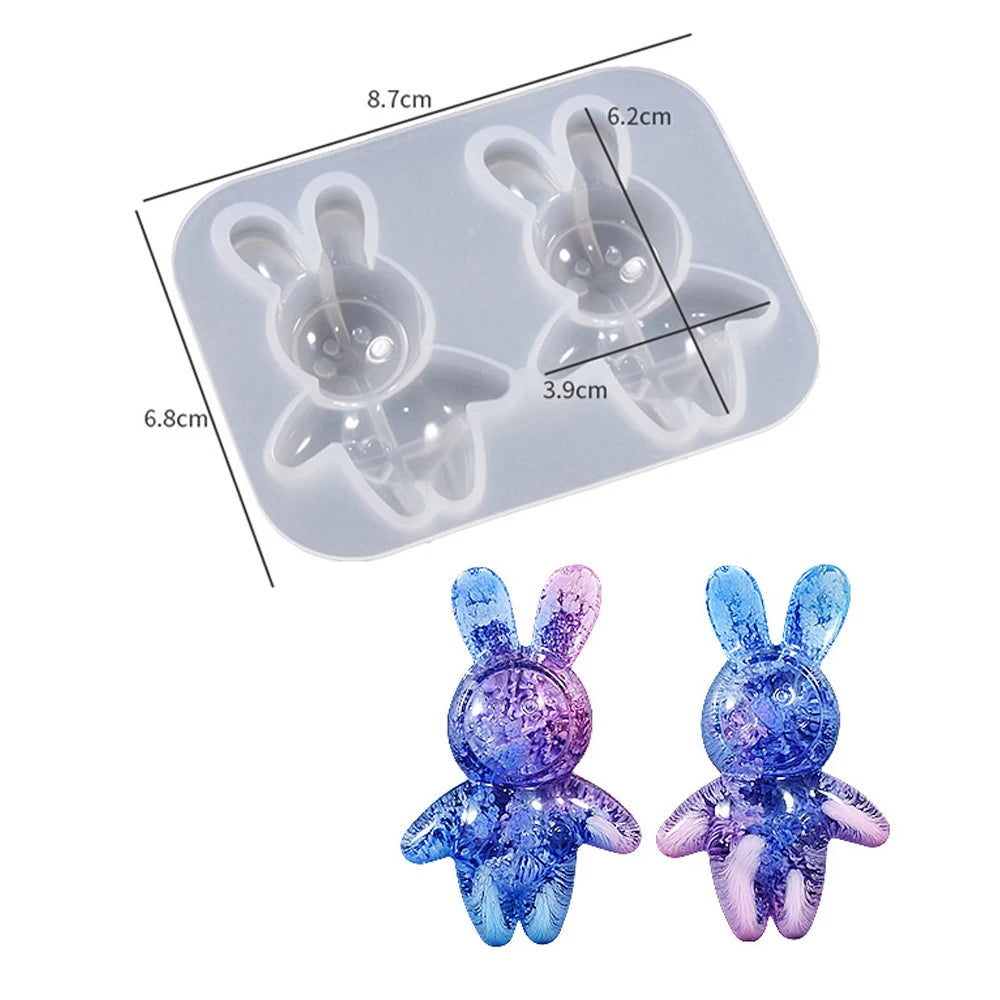 Crystal Bear Resin Silicone Molds Small Bears Charm Epoxy Mould For Earring Pendant Brooch Keychain Jewelry Making Supplies