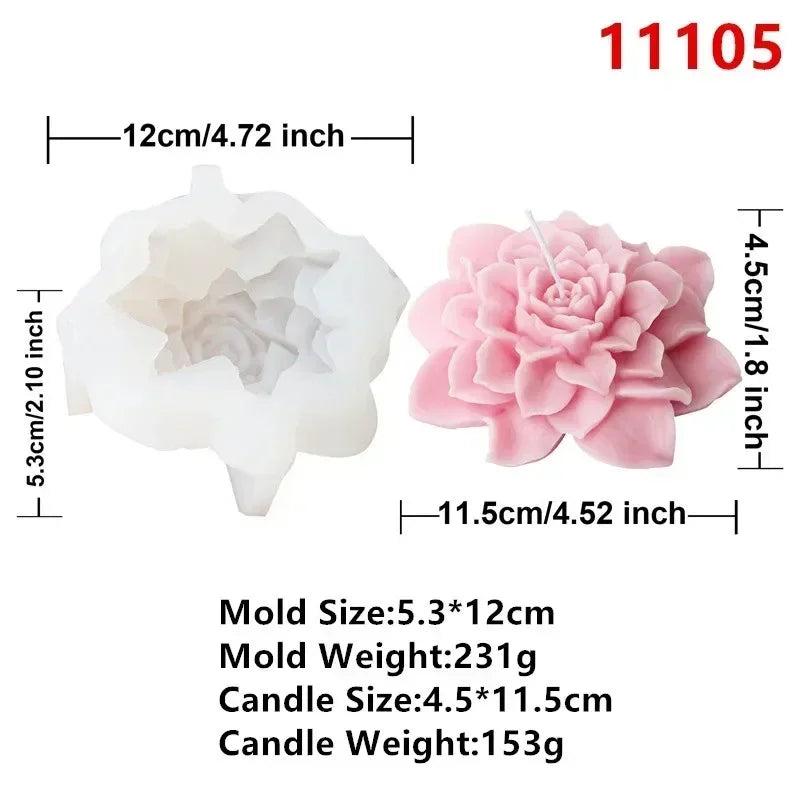 DIY heart shaped rose flower candle silicone mold large Love shaped flower candle mold blooming flower resin mold Christmas