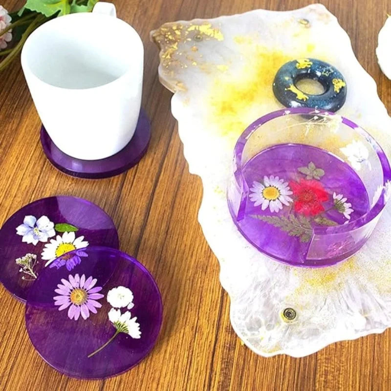 DIY Crystal Epoxy Resin Mold Square Coaster With Coaster Storage Box Silicone Mirror Mold  For Resin