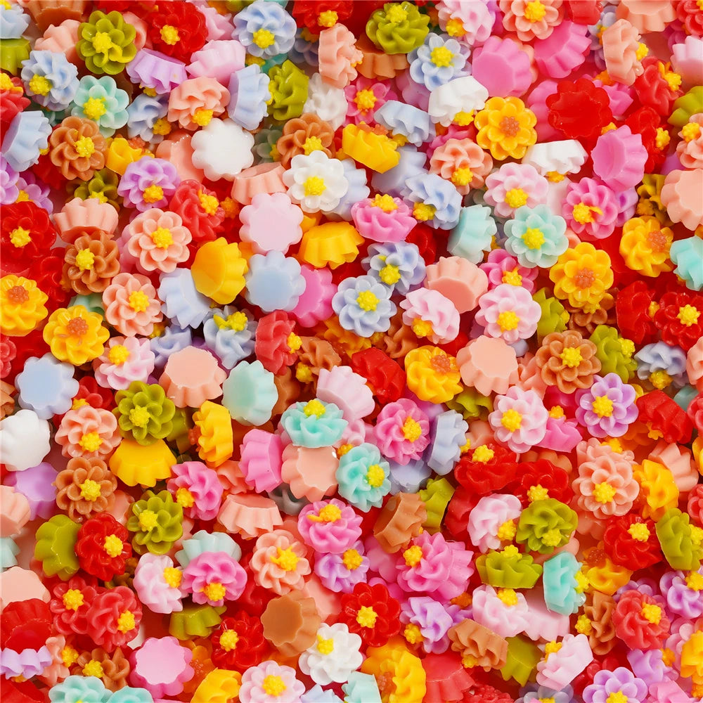 100Pcs/Lot Cute Resin 6/8mm Mixed Flowers Fillings Materials for DIY Epoxy Resin Mold Nail Art Decor Crafts Accessories