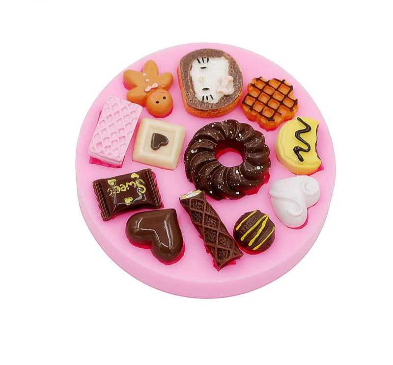 Bow tie donut food and play modeling DIY resin jewelry accessories drip mold chocolate cake dessert decoration silicone molds