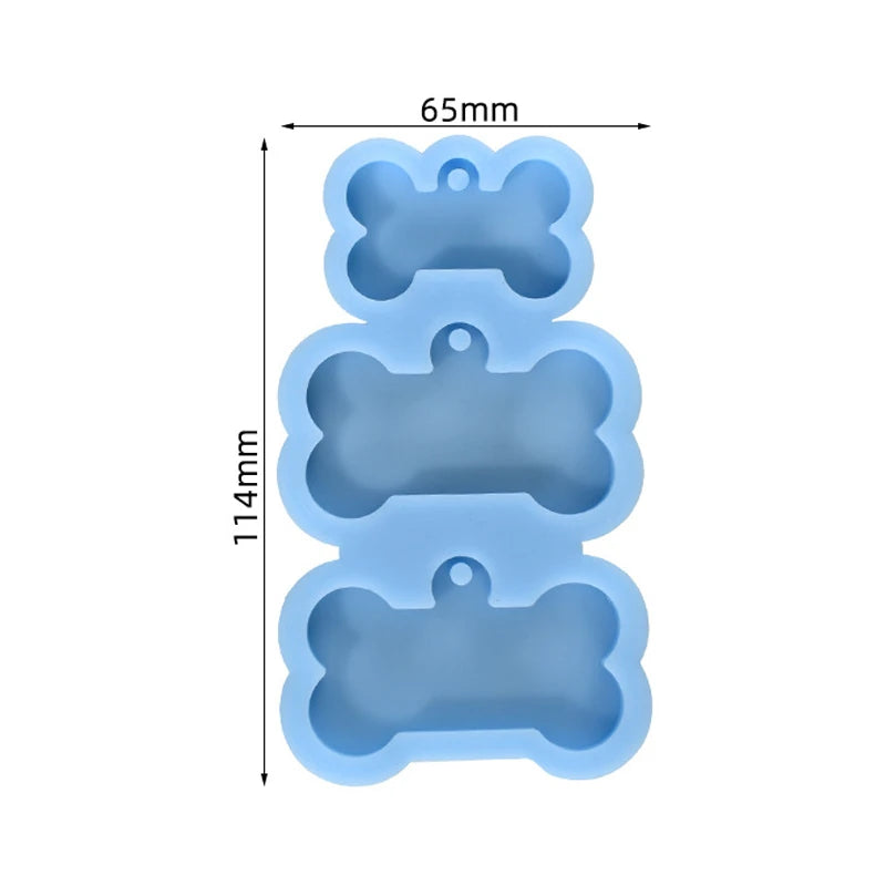 Dog Tag Bone Shaped Keychain Pendant Mold DIY Dog Tag Resin Mold Crystal Epoxy Silicone Mold Jewelry Making Casting Mould