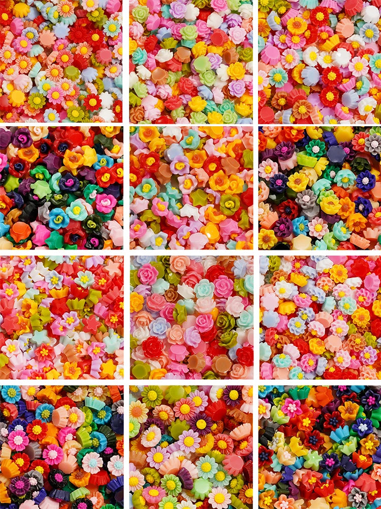 100Pcs/Lot Cute Resin 6/8mm Mixed Flowers Fillings Materials for DIY Epoxy Resin Mold Nail Art Decor Crafts Accessories