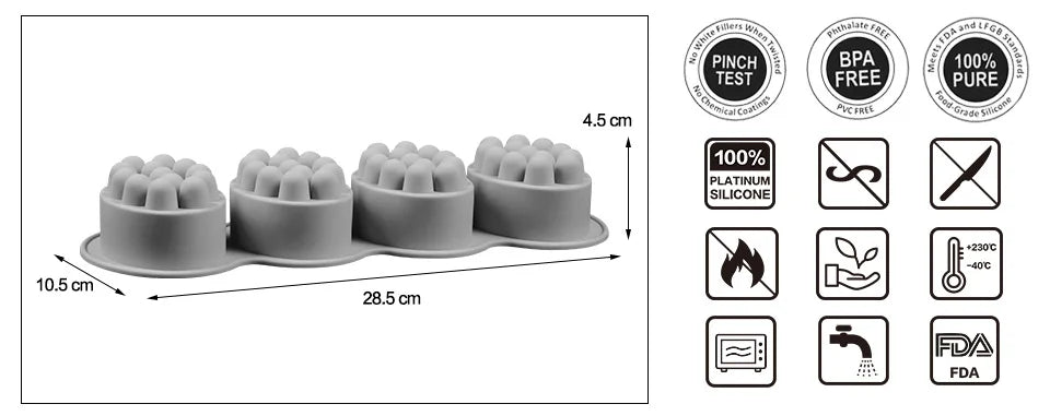 4 Hole Oval Massage Soap Silicone Mold DIY Multicavity Geometry Round Candle Resin Making Tool Cake Baking Mould Christmas Gift