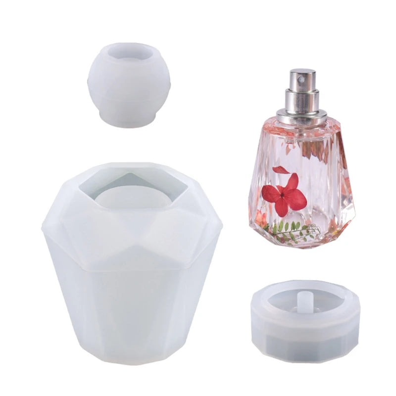 Diy Crystal Epoxy Resin Mold Cut Surface Irregular Perfume Bottle Storage Decoration Silicone Mold Container Epoxy Mold