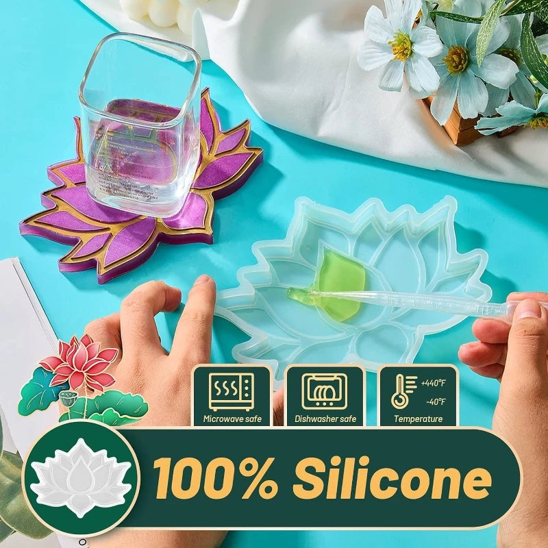 DIY Crystal Epoxy Mold Lotus Storage Table Coaster Multi-purpose Silicone Mold For Resin