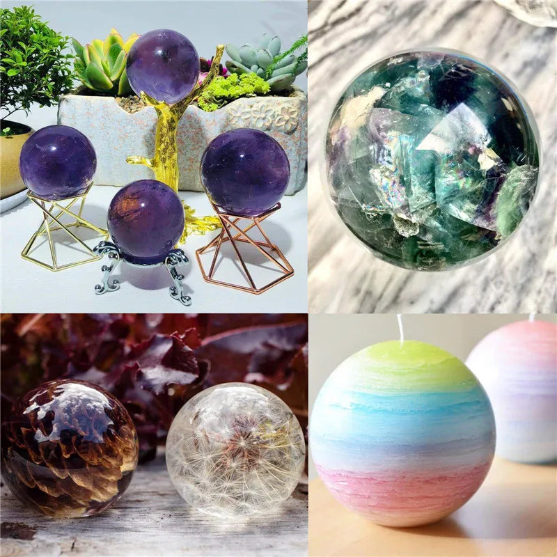 Crystal Ball Mold Diy Round Ball Night Light Silicone Mold Silicone Epoxy Resin Mold Led Night Light Lamp Holder Bottle Mold