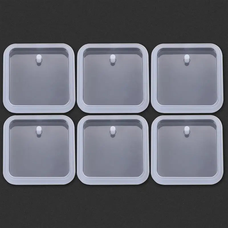 1/6pcs Keychain Pendant Silicone Mold Set DIY Pendant Crystal Epoxy Resin Mold Round Rectangle Pendants Jewelry Making