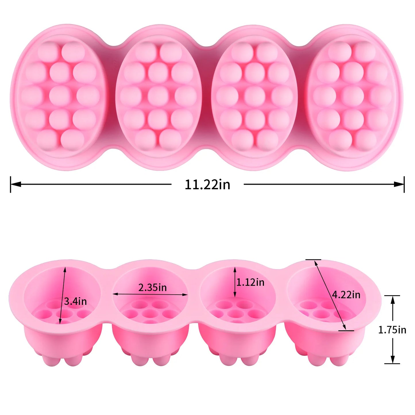 4 Hole Oval Massage Soap Silicone Mold DIY Multicavity Geometry Round Candle Resin Making Tool Cake Baking Mould Christmas Gift