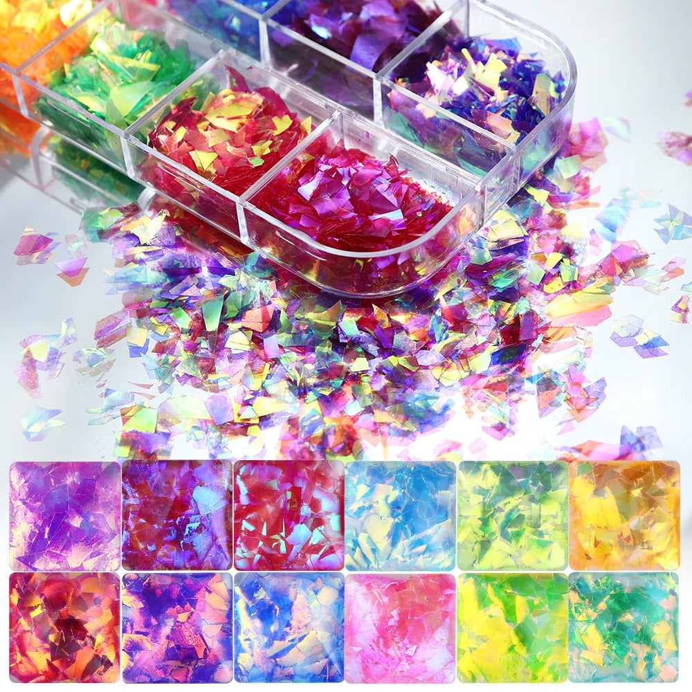 Aurora Iridescent Irregular Glitter Flakes Epoxy Resin Filling Chunky Sequins Large Fragment Resin Mold Filler DIY Crafts Making